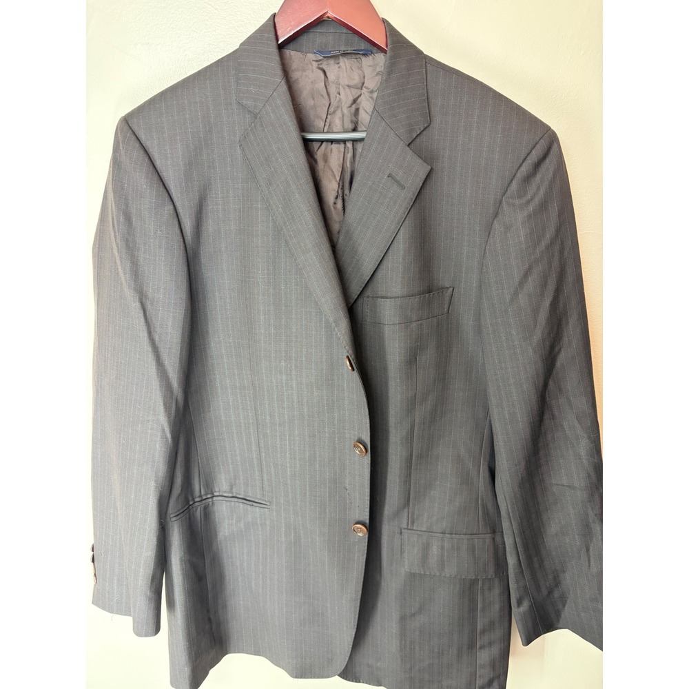 Brooks Brothers 1818 Regent Blazer Mens Charcoal Pinstripe Virgin Wool Italy